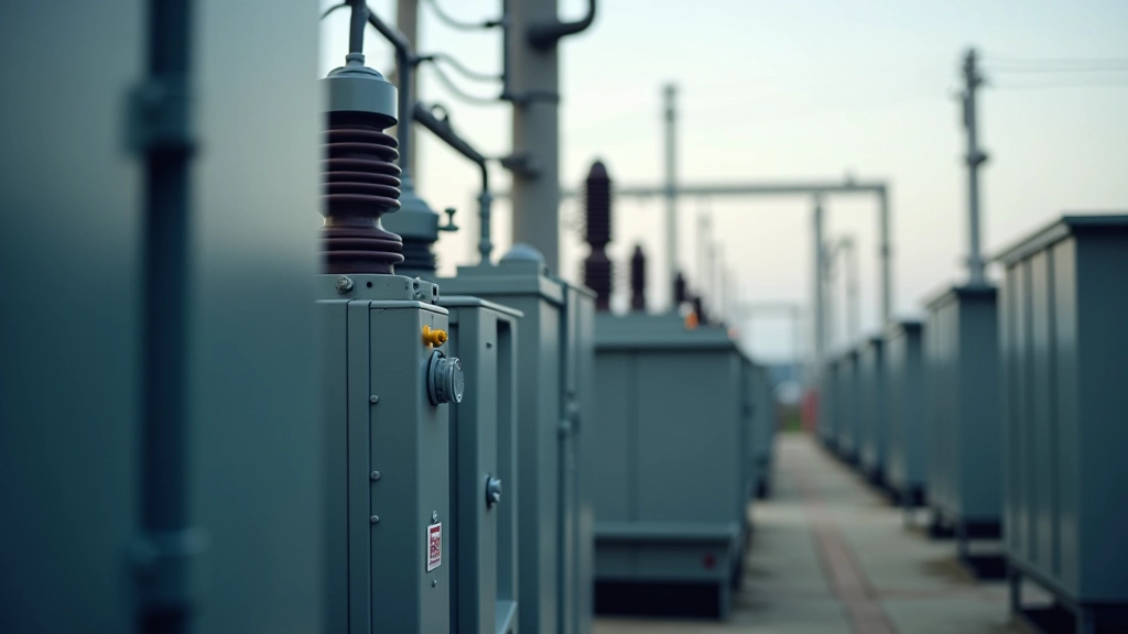 Složitý energetický systém s transformátory a elektrickými vedením